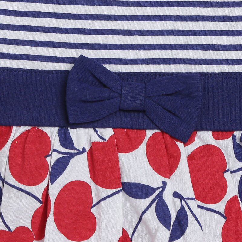 Girls White & Red Printed Sleeveless Dress image number null